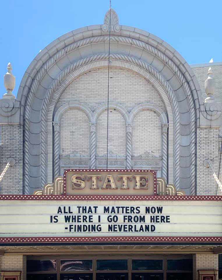 Image showing front of State Theatre with inspirational message
